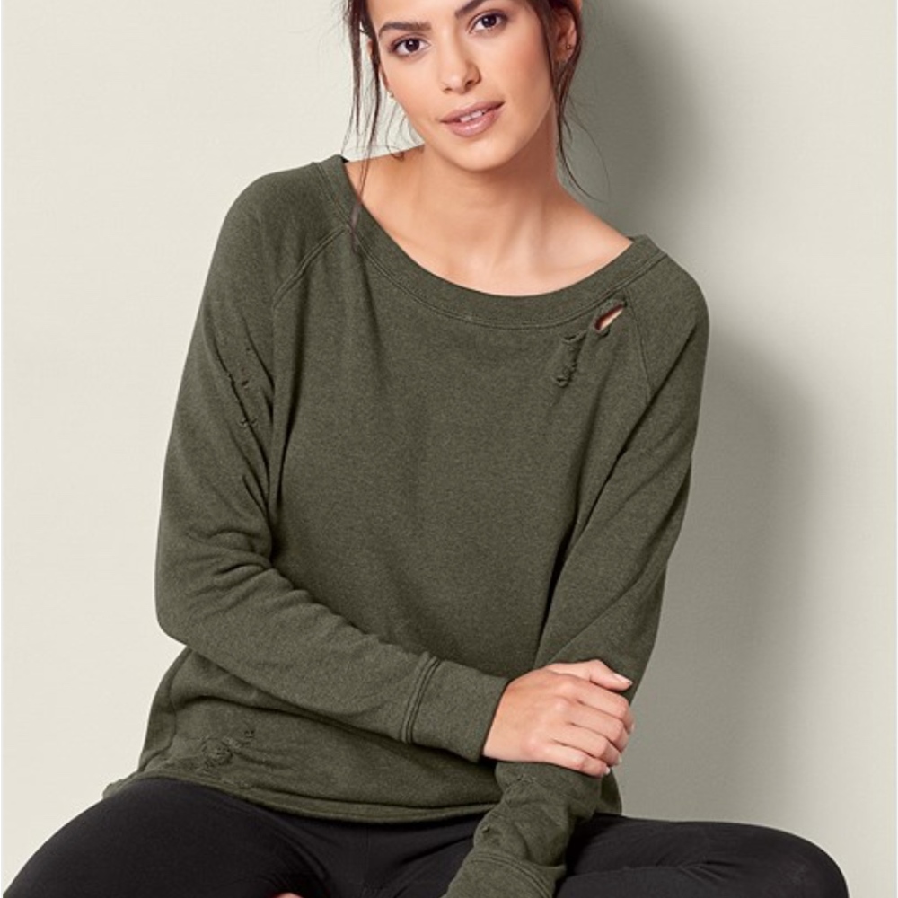 VENUS NWOT Buckle Detail Ripped Sweatshirt Grey - Picture 7 of 8